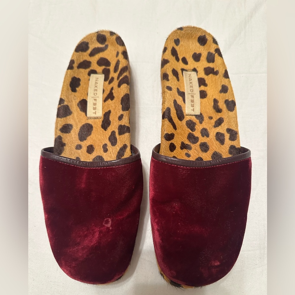 Naked Feet Burgundy Velvet Mules